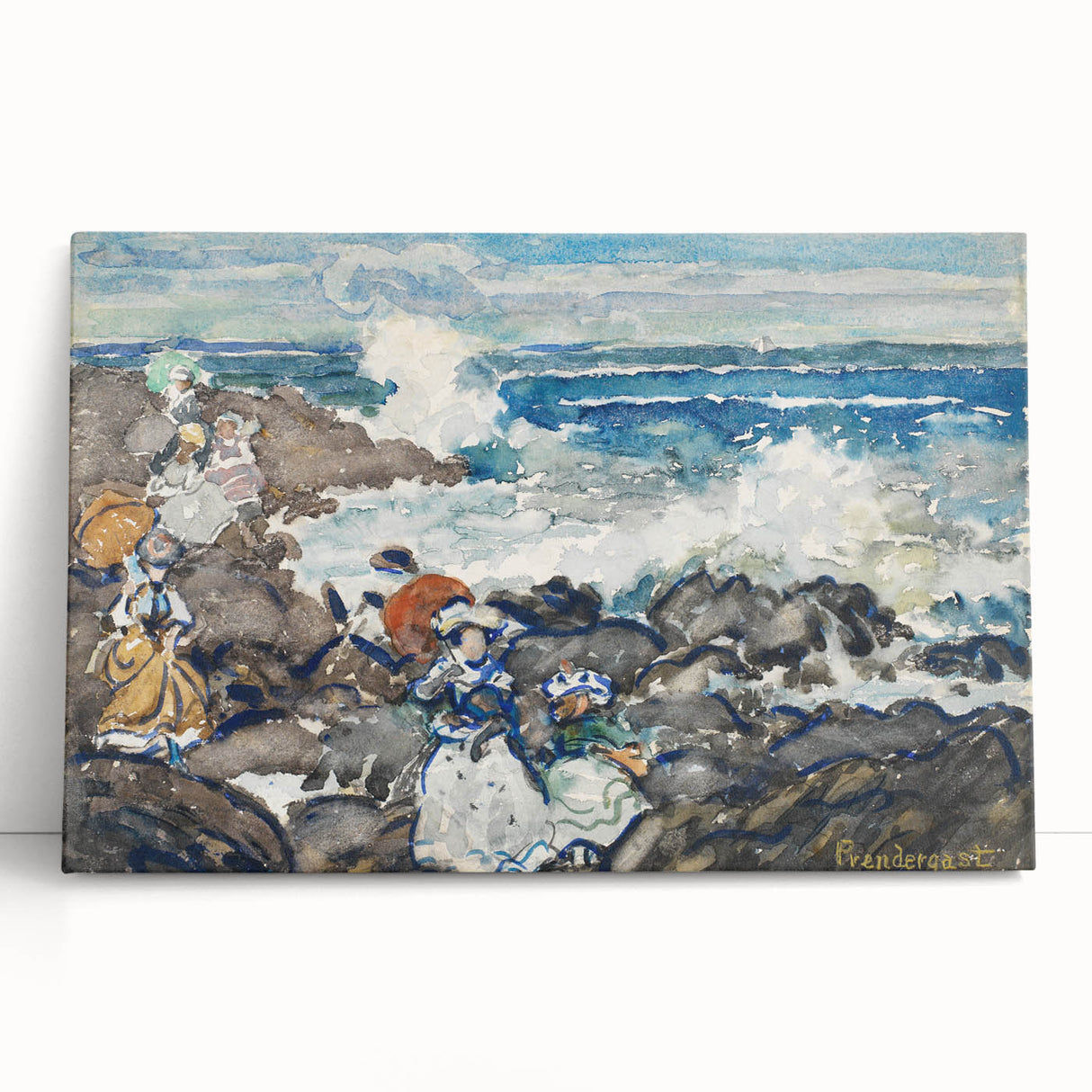 Fine Art Realism: Coastal Scene with Figures Realism Canvas Print