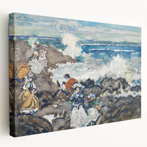 Fine Art Realism: Coastal Scene with Figures Realism Canvas Print