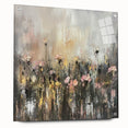 Abstract floral acrylic glass artwork showcasing vibrant colors and intricate designs, displayed from a side view with decorative pins for hanging, ideal for modern decor.