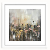 Abstract floral framed artwork with a white mat, showcasing vibrant colors and intricate patterns, ideal for modern home decor and enhancing interior aesthetics.