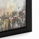 Close-up of a vibrant abstract floral framed canvas art piece, showcasing intricate patterns and rich colors, perfect for modern home décor. Ideal for adding elegance and style to any living space.