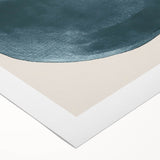 Abstract minimalist wall art print on rolled canvas, showcasing soft pastel colors and geometric shapes, packaged in a protective cardboard tube for easy display.