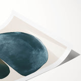 Abstract minimalist wall art print showcasing a blend of soft pastel colors and geometric shapes, rolled neatly in a protective cardboard tube, perfect for modern decor.