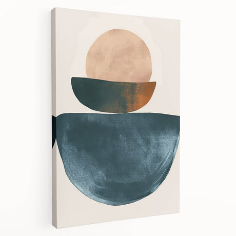 Abstract minimalist wall art on stretched canvas, showcasing soft pastel colors and geometric shapes. Perfect for modern home decor or office spaces.
