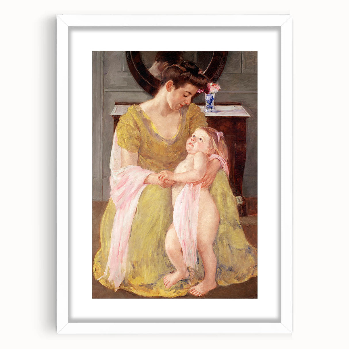 Mother and Child with Rose Scarf - Impressionist Art by Mary Cassatt