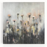 Stretched canvas art displaying a vibrant abstract floral design in soft pastels, perfect for modern home decor, enhancing any living space with elegance.