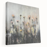 Abstract floral stretched canvas artwork showcasing vibrant colors and intricate patterns, perfect for modern home decor. Features a side view to highlight texture and design.