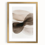Abstract minimalist wall art framed in gold, showcasing a sleek design with a mat, ideal for modern home decor. Perfect for adding elegance to any room.