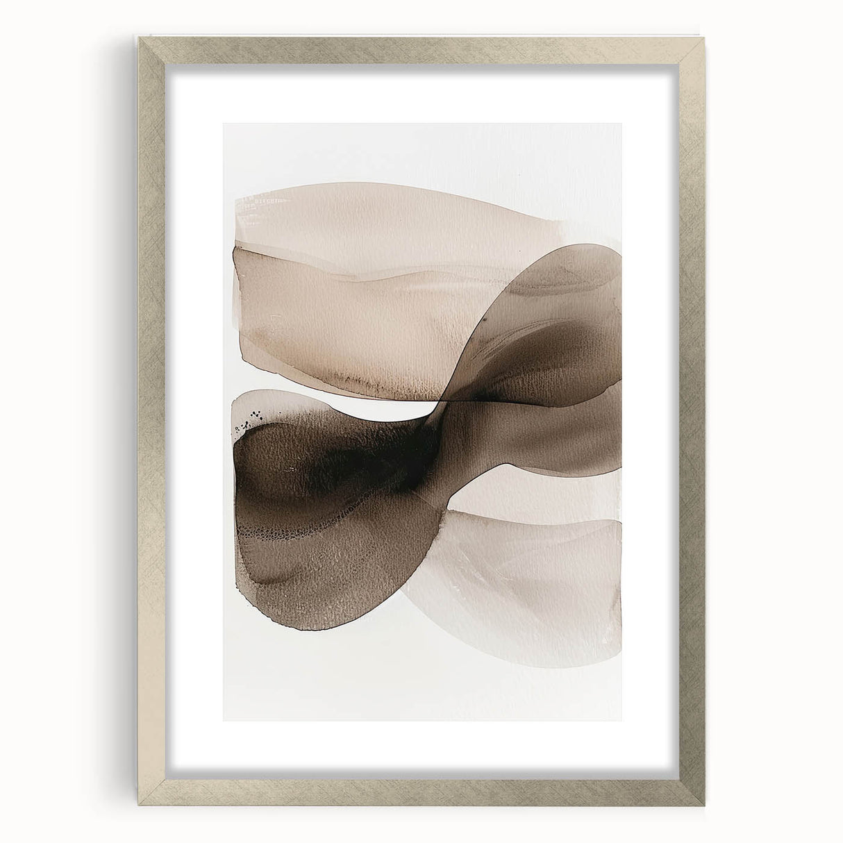 Abstract minimalist wall art framed with a sleek silver finish, displaying subtle geometric patterns, perfect for modern home decor and stylish interiors.