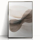 Framed abstract minimalist wall art in silver acrylic, showcasing geometric shapes and soft colors, ideal for modern home decor and enhancing interior aesthetics.