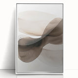Framed abstract minimalist wall art featuring a sleek white acrylic design, showcasing geometric shapes and soft color gradients, perfect for modern home decor.