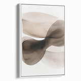 Abstract minimalist wall art featuring a white-framed canvas with a sleek side view, showcasing gentle curves and subtle textures, ideal for modern home decor.
