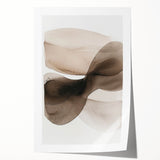Abstract minimalist wall art print featuring soft beige and gray tones, elegantly rolled and ready for framing, perfect for modern home decor.
