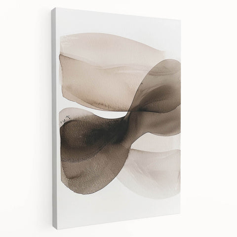 Abstract minimalist wall art printed on stretched canvas, showcasing soft pastel colors and geometric shapes, ideal for modern home decor or art lovers.