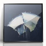 Contemporary Abstract Canvas – Bold Navy and White Minimalist Art