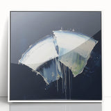 Contemporary Abstract Canvas – Bold Navy and White Minimalist Art