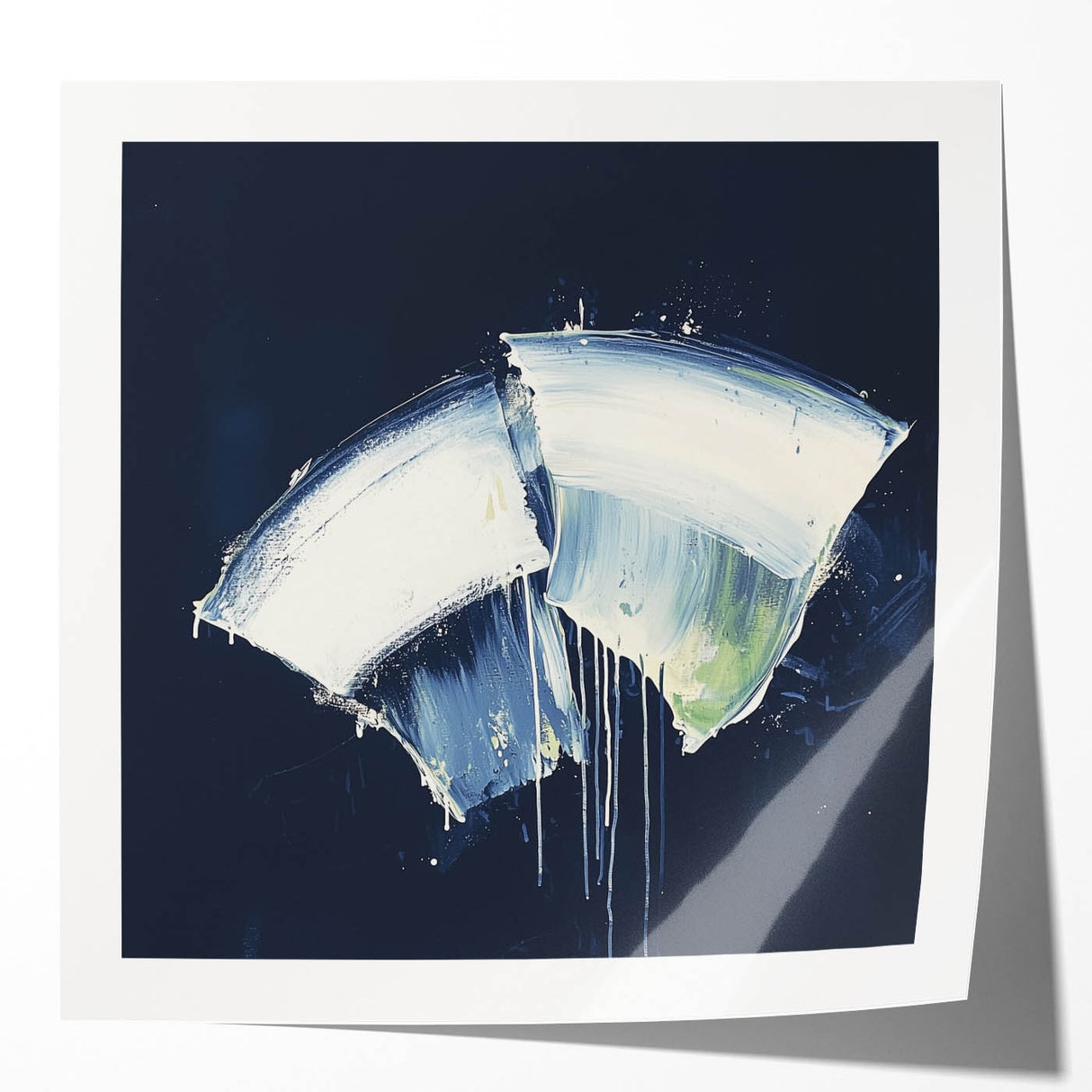 Contemporary Abstract Canvas – Bold Navy and White Minimalist Art