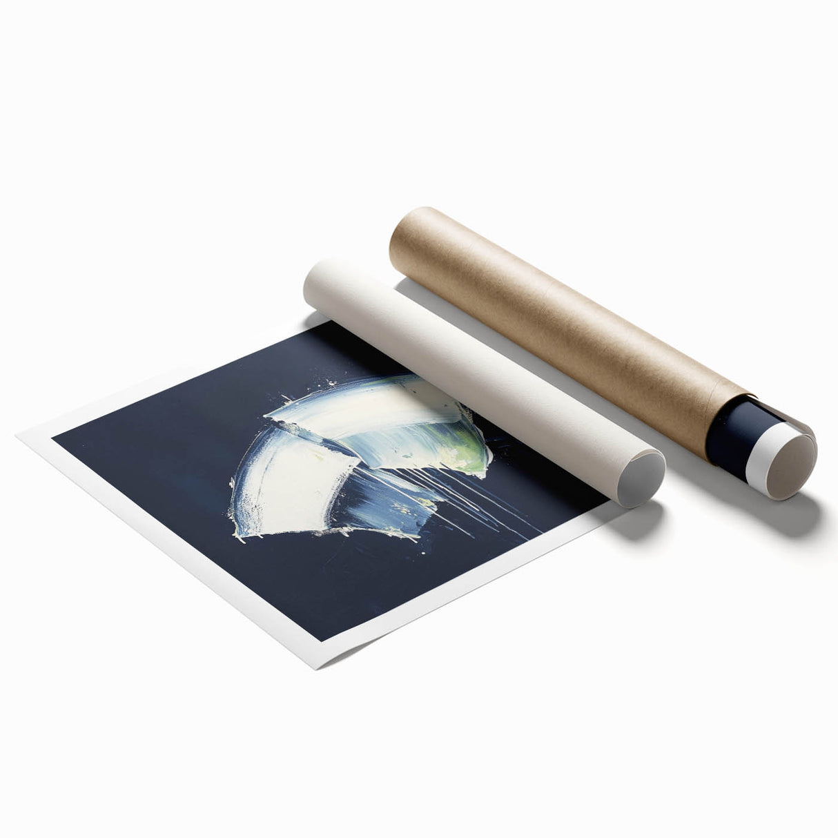 Contemporary Abstract Canvas – Bold Navy and White Minimalist Art