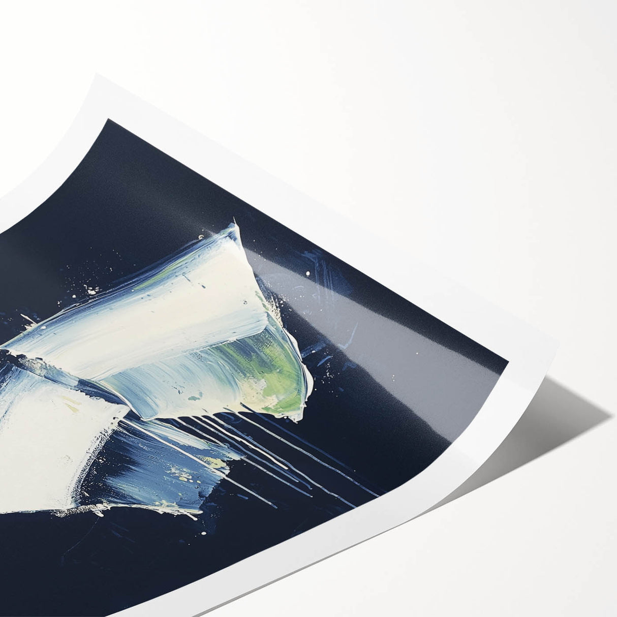 Contemporary Abstract Canvas – Bold Navy and White Minimalist Art