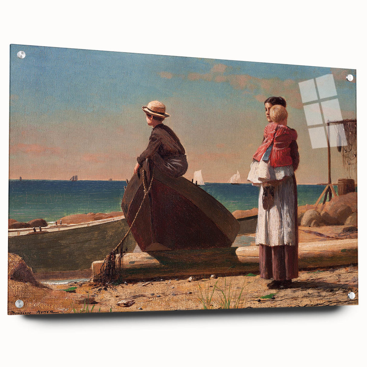 Fine Art Realism: Coastal Family Scene Realism Wall Art Canvas Print