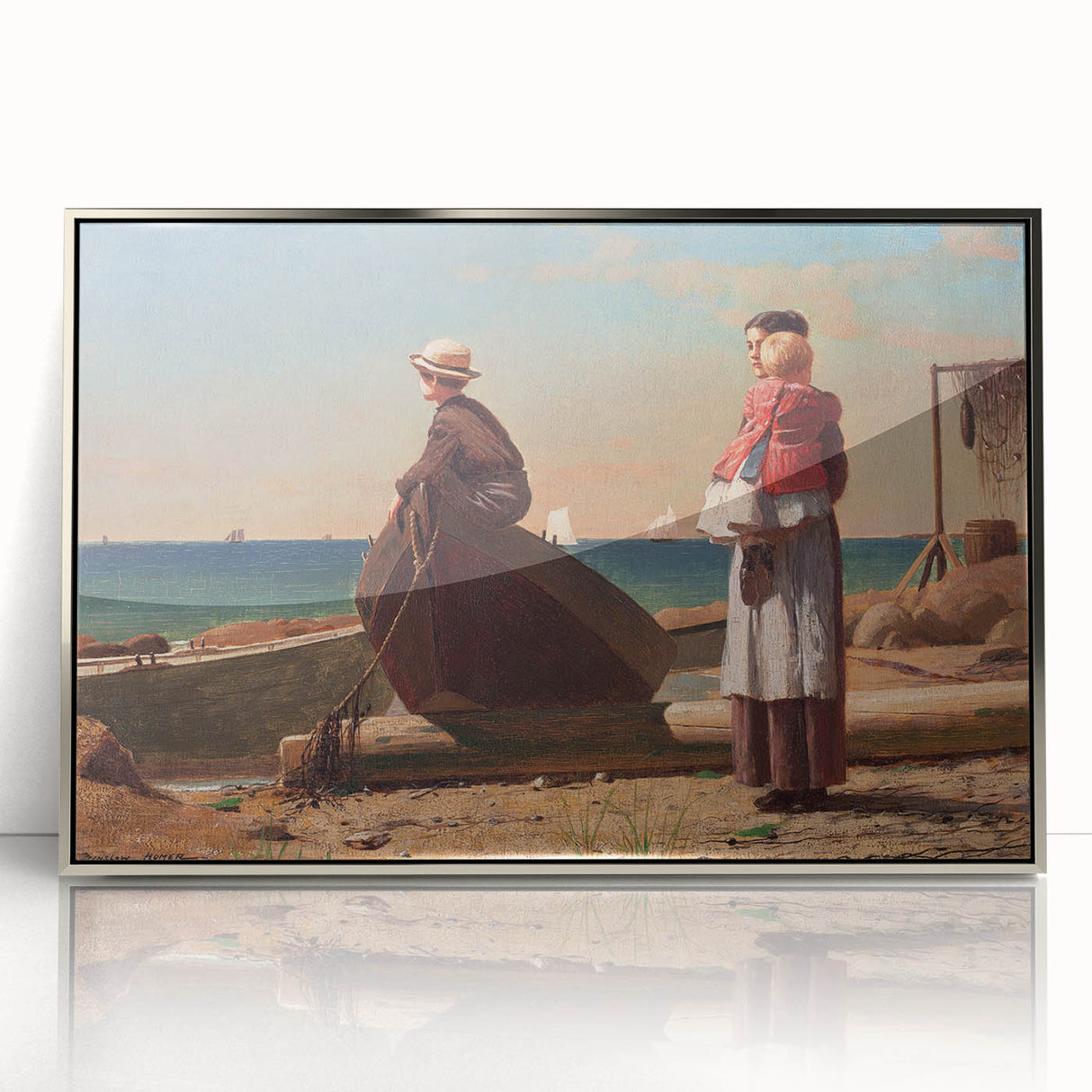 Fine Art Realism: Coastal Family Scene Realism Wall Art Canvas Print