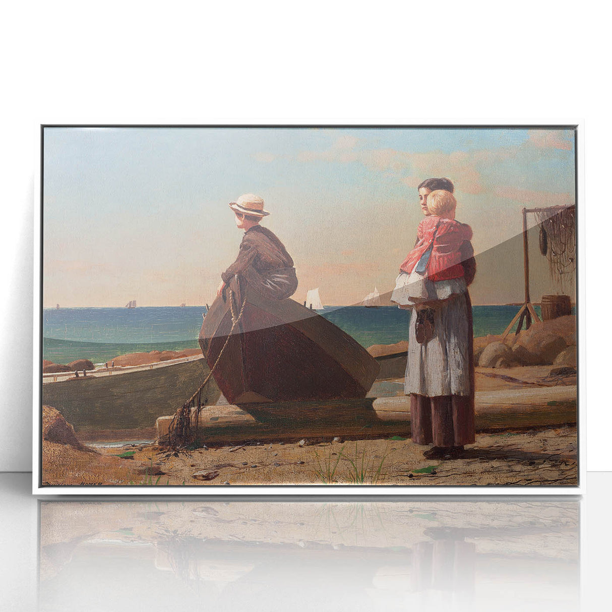 Fine Art Realism: Coastal Family Scene Realism Wall Art Canvas Print
