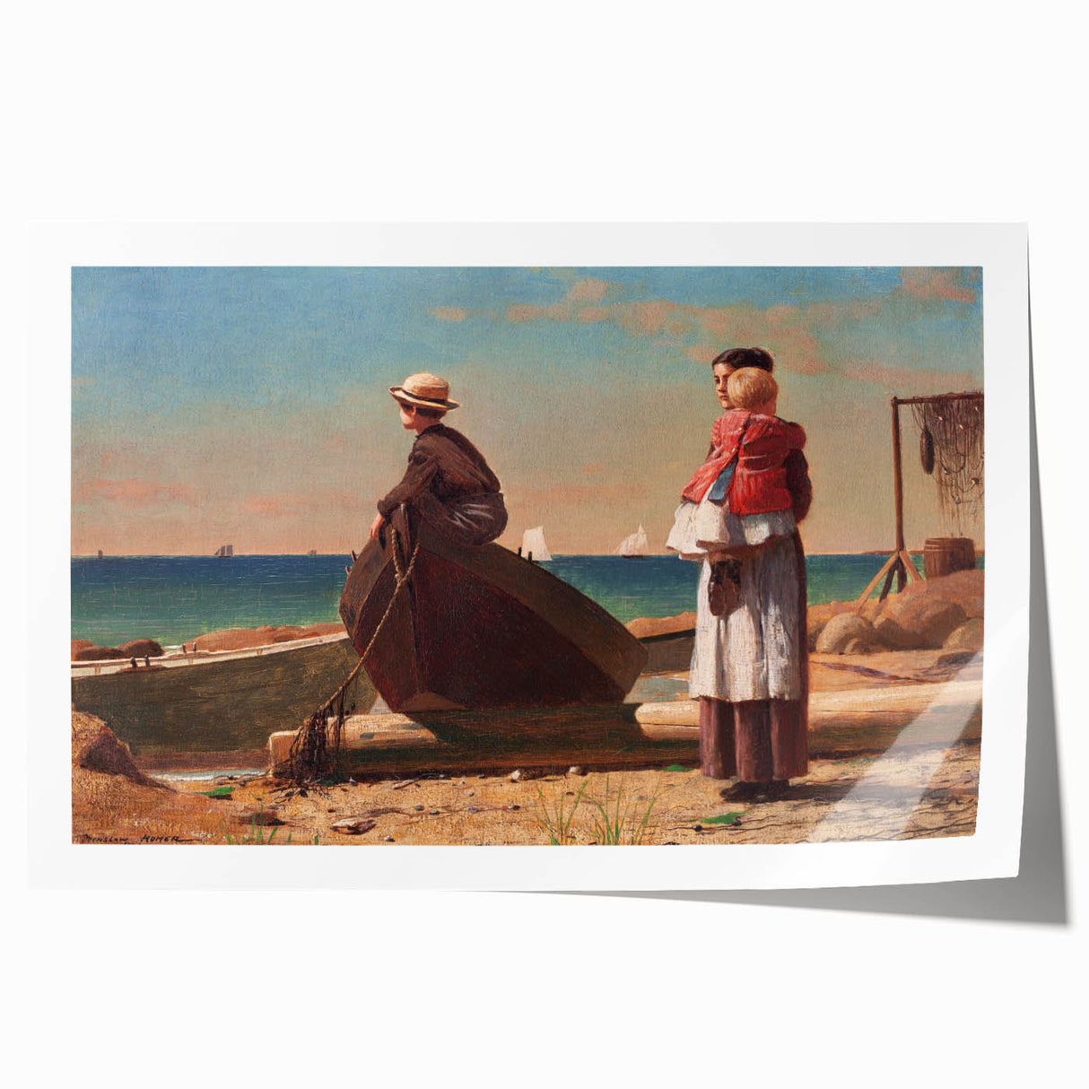 Fine Art Realism: Coastal Family Scene Realism Wall Art Canvas Print