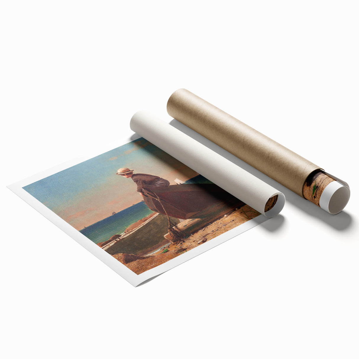 Fine Art Realism: Coastal Family Scene Realism Wall Art Canvas Print