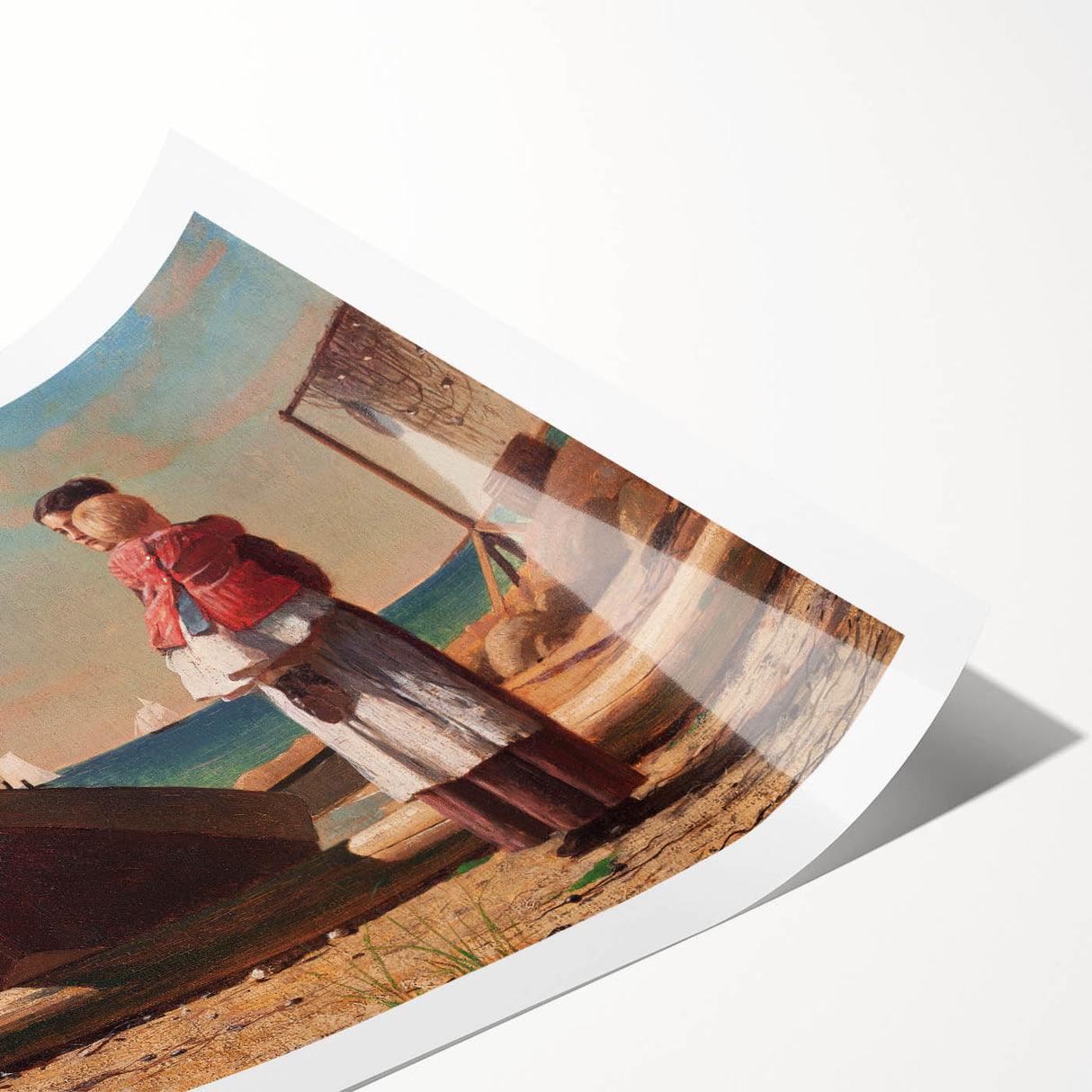 Fine Art Realism: Coastal Family Scene Realism Wall Art Canvas Print