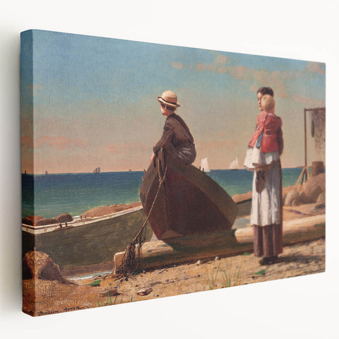 Fine Art Realism: Coastal Family Scene Realism Wall Art Canvas Print