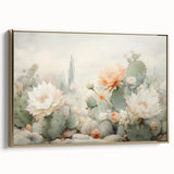 Cactus Bloom Living Room Wall Art - Modern Canvas Wall Art