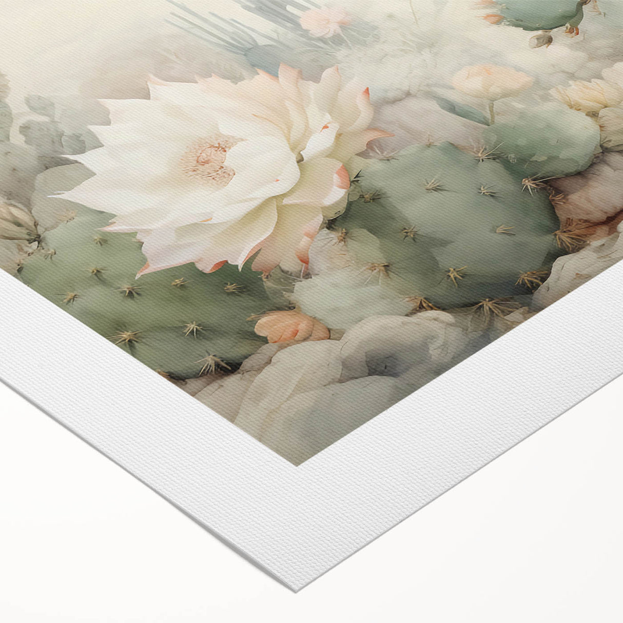 Cactus Bloom Living Room Wall Art - Modern Canvas Wall Art
