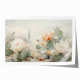 Cactus Bloom Living Room Wall Art - Modern Canvas Wall Art