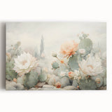 Cactus Bloom Living Room Wall Art - Modern Canvas Wall Art