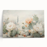 Cactus Bloom Living Room Wall Art - Modern Canvas Wall Art