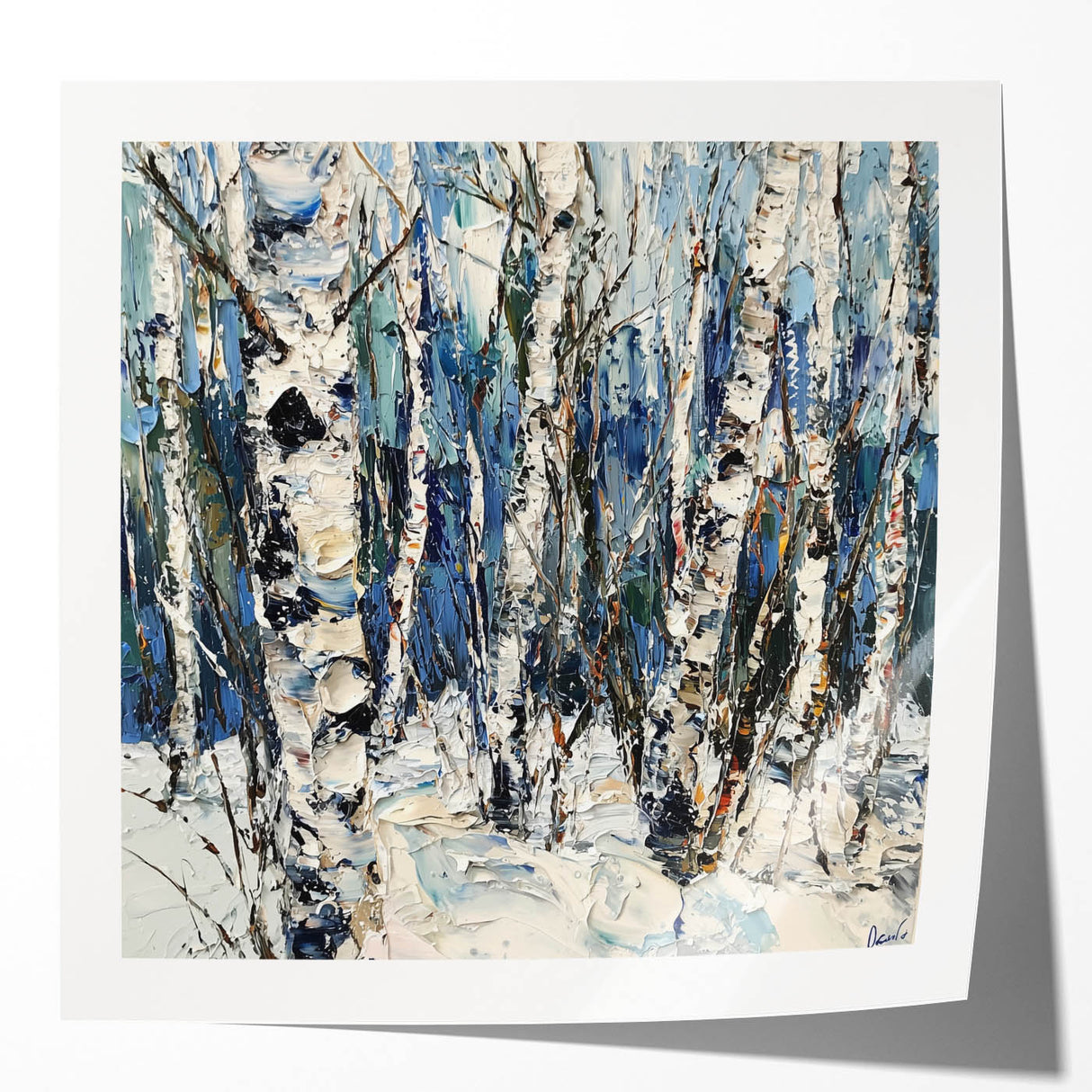 Abstract floral photo print mockup set showcasing vibrant colors and glossy finish, ideal for home decor and art display, featuring intricate floral designs on a clean white background.