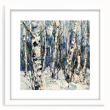 Abstract floral design framed in a white mat, showcasing vibrant colors and intricate details, perfect for modern home decor and artistic displays.