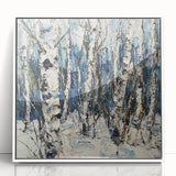 Framed acrylic artwork showcasing an abstract floral design in vibrant colors, set against a sleek white background, ideal for modern home decor. Perfect for adding a touch of elegance to any room.