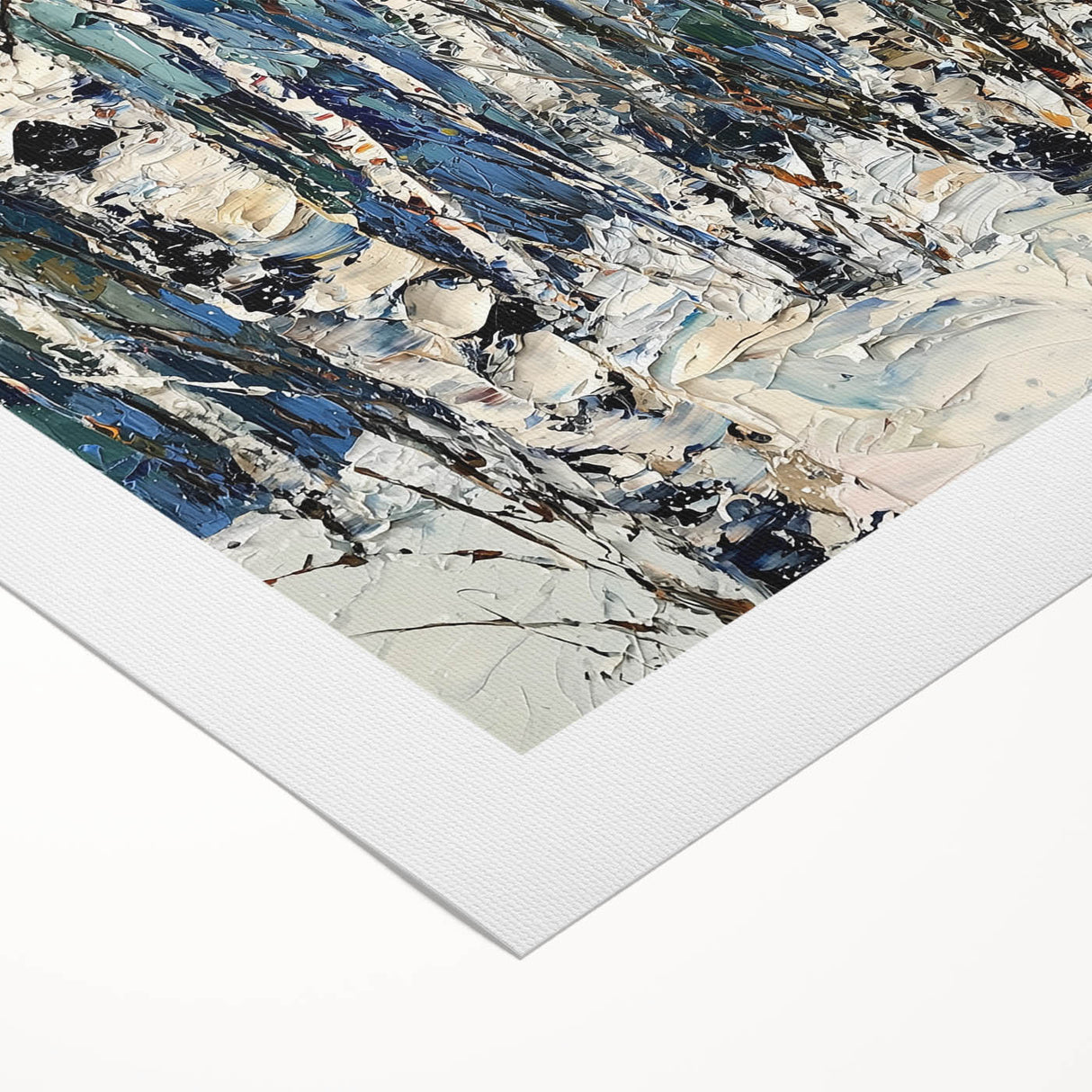 Abstract floral art print on rolled canvas, showcasing vibrant colors and dynamic shapes, ideal for modern home decor. Packaged securely in a protective tube for easy shipping.