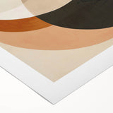 Abstract minimalist wall art on rolled canvas showcasing soft pastel colors and geometric shapes, elegantly packaged in a protective cardboard tube for easy display.