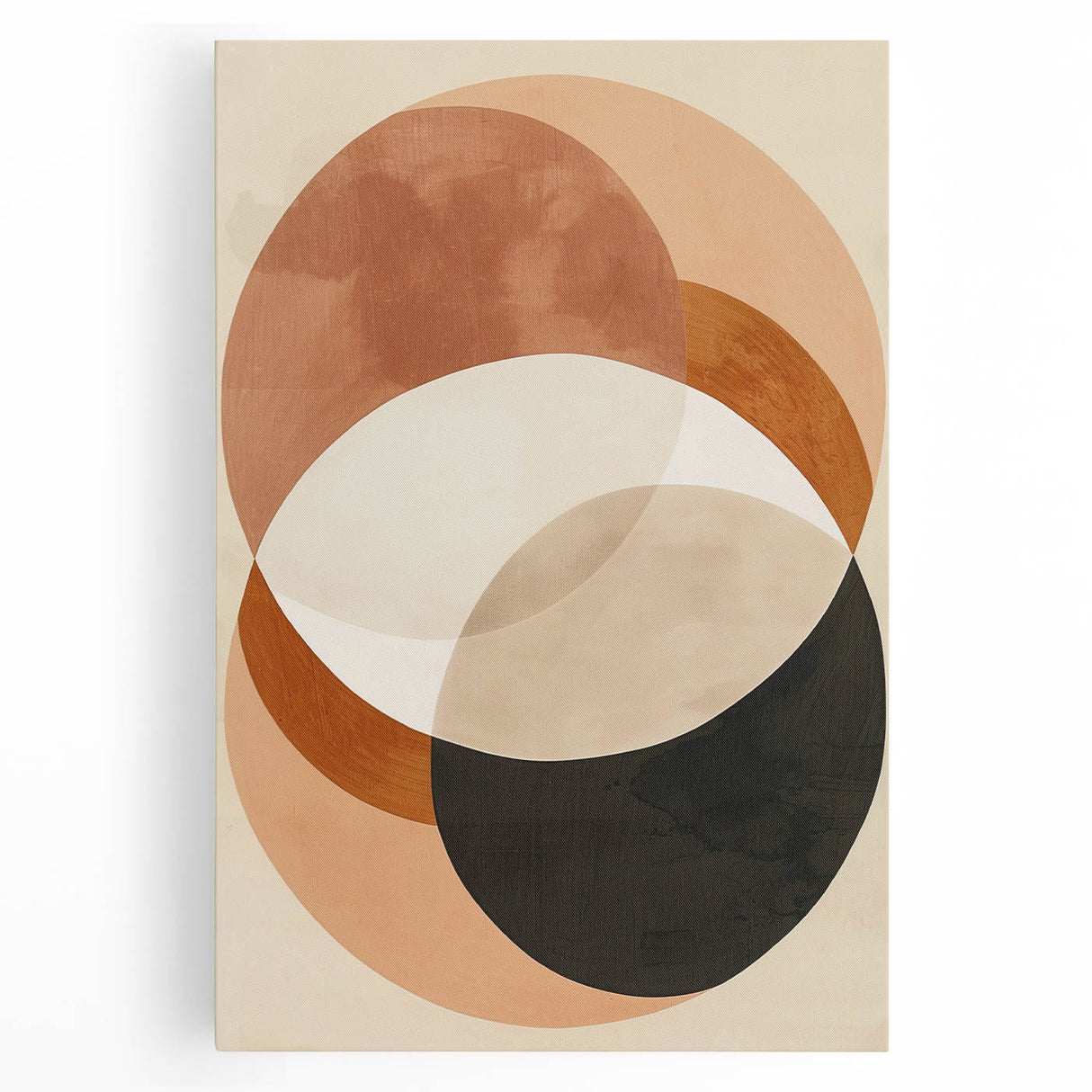 Abstract minimalist wall art on stretched canvas showcasing soft pastel colors and geometric shapes, ideal for modern home decor. Perfect for a stylish living space.