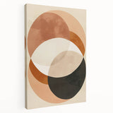 Abstract minimalist wall art on stretched canvas showcasing soft pastel colors and geometric shapes, perfect for modern home decor.