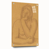 Minimalist Figurative Wall Art - "Seated" by Mikulas Galanda in Warm Tones