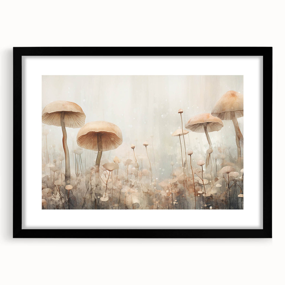 Mushroom Forest Living Room Wall Art - Nature-Inspired Canvas