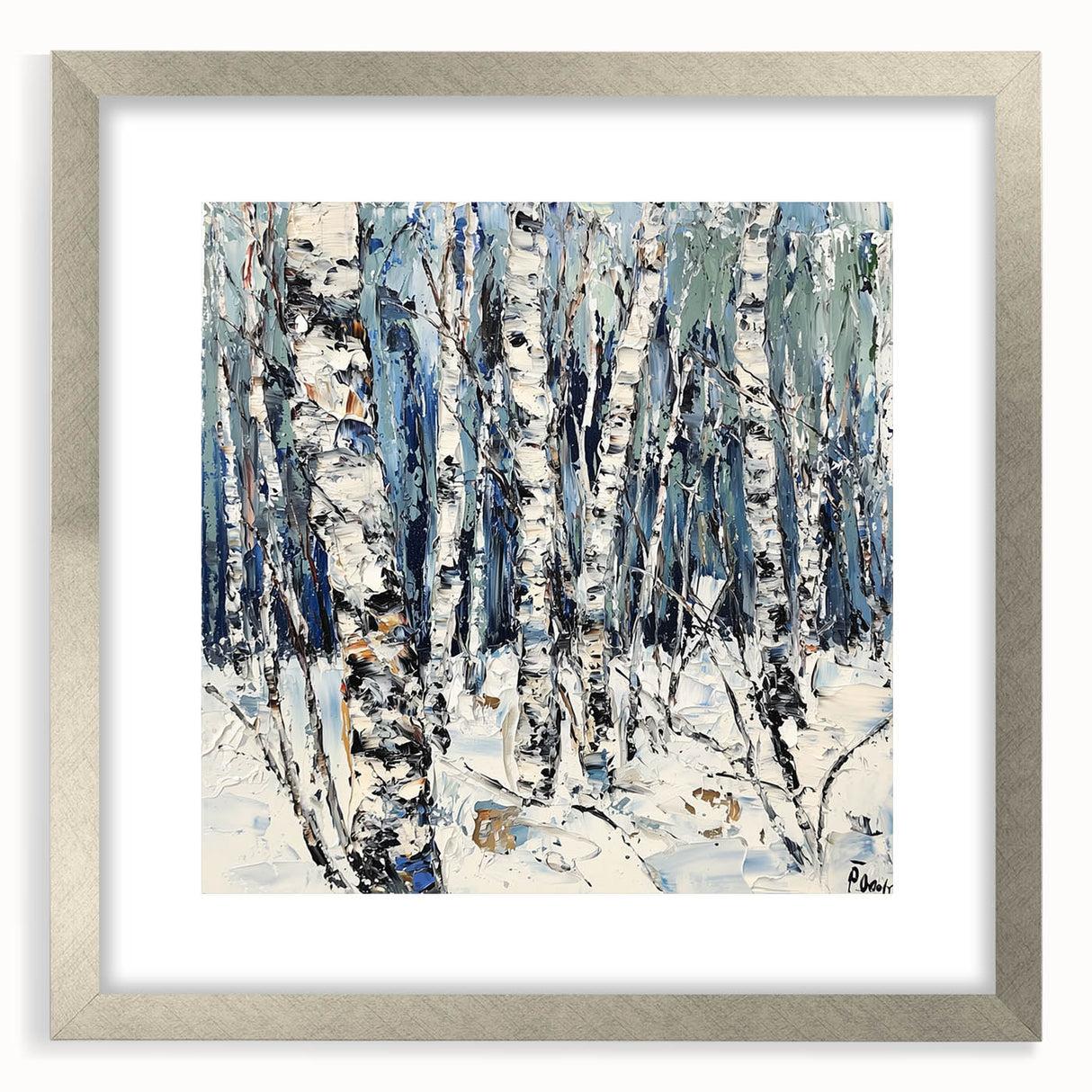 Abstract floral artwork framed in silver, featuring vibrant colors and intricate patterns, perfect for enhancing modern home decor or gallery displays.