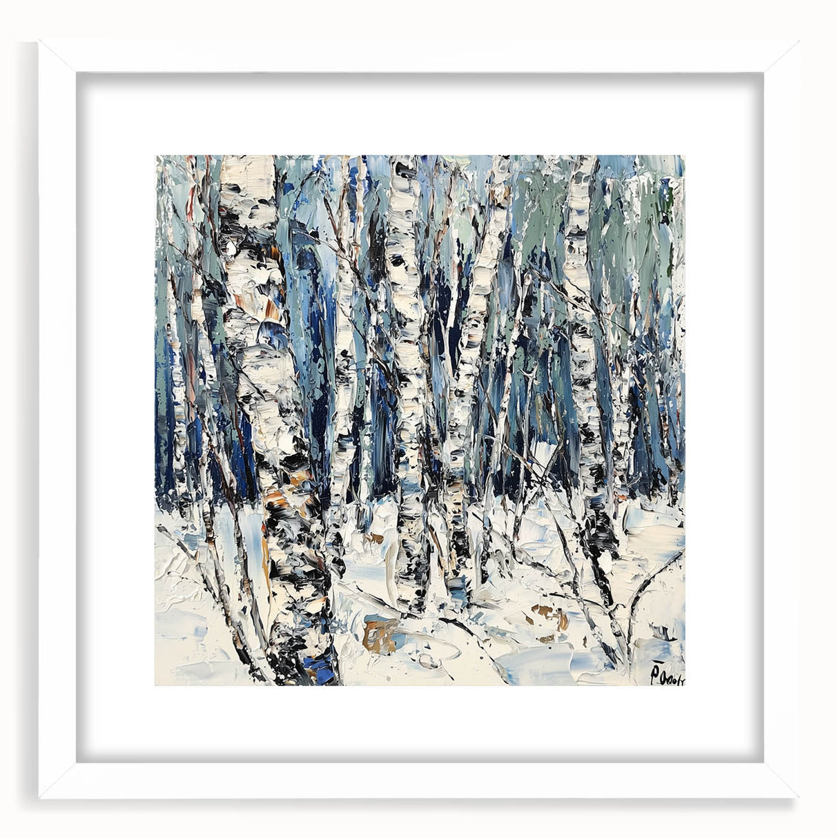 Abstract floral frame design with a white mat, showcasing vibrant colors and intricate patterns, perfect for home decor or art display. Ideal for modern interiors.
