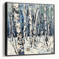 Framed canvas artwork showcasing an abstract floral design in vibrant colors, presented with a sleek black frame, ideal for modern home decor.