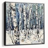 Framed canvas artwork showcasing an abstract floral design in vibrant colors, presented with a sleek black frame, ideal for modern home decor.