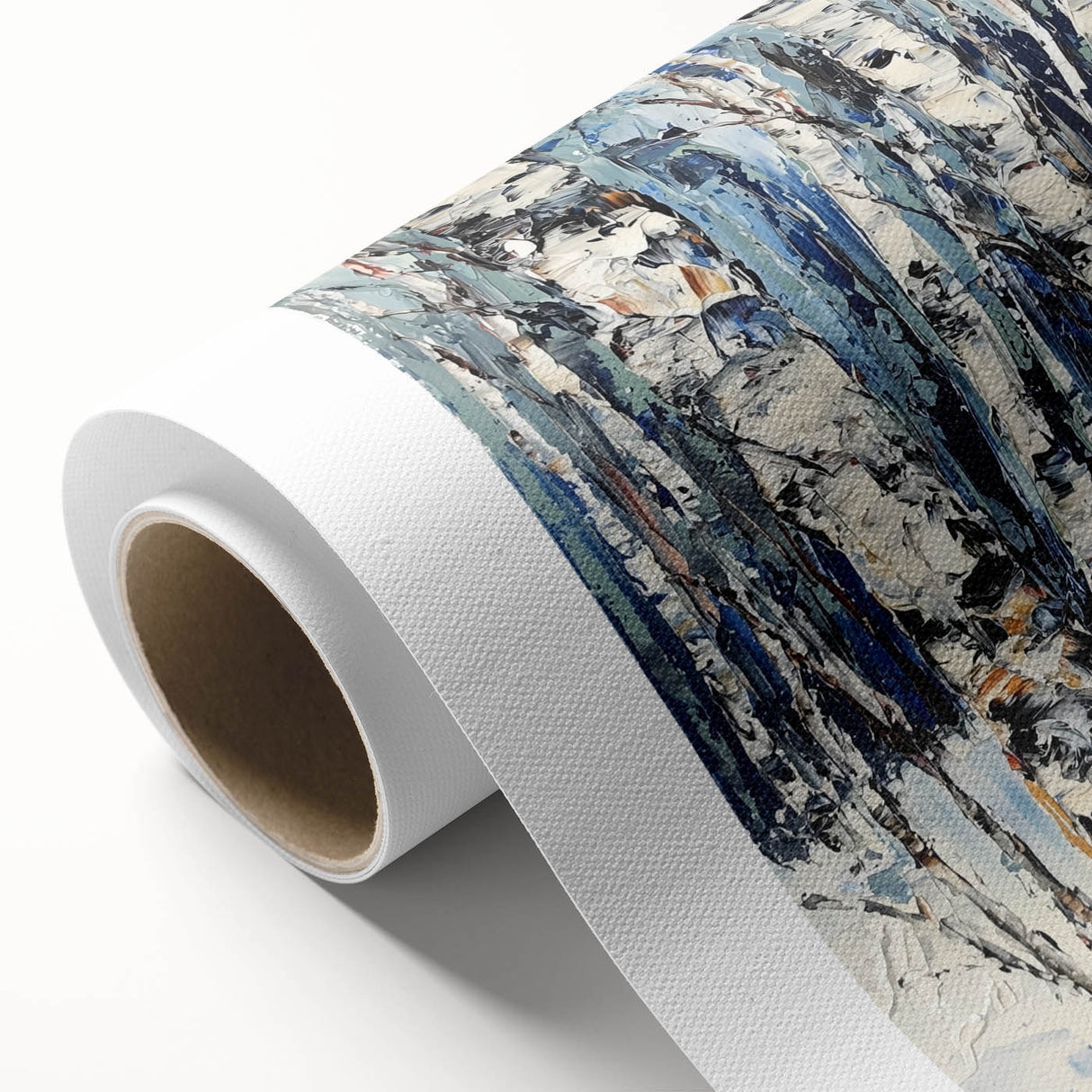 Vibrant abstract floral design on rolled canvas, showcasing rich colors and intricate patterns, ideal for enhancing home decor or art collection.
