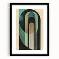 Abstract minimalist wall art print framed in black, showcasing a sleek design with a white mat. Perfect for modern home decor and artistic expression.
